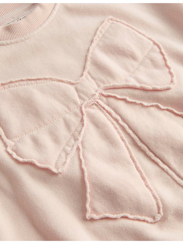 Marks & Spencer Двуделен комплект суитшърт с принт на панделки, с висок дял памук (2–8 години) Marks & Spencer розово