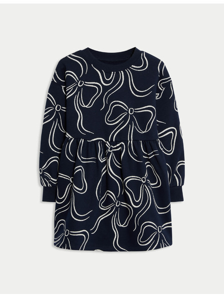 Marks & Spencer Рокля с висок дял памук (2–8 години) Marks & Spencer морскосиньо