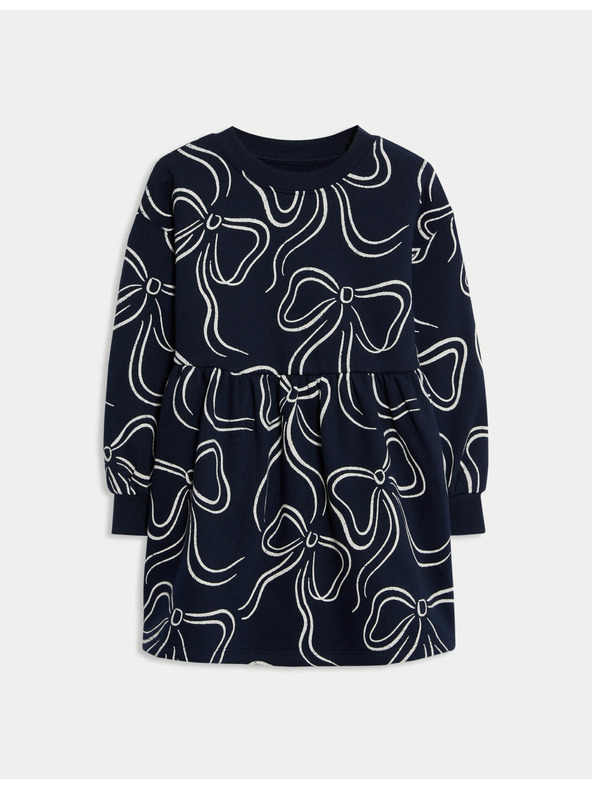Marks & Spencer Рокля с висок дял памук (2–8 години) Marks & Spencer морскосиньо