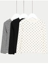 Marks & Spencer 3-делен топ с дълъг ръкав и висок дял памук (2–8 години) Marks & Spencer сиво