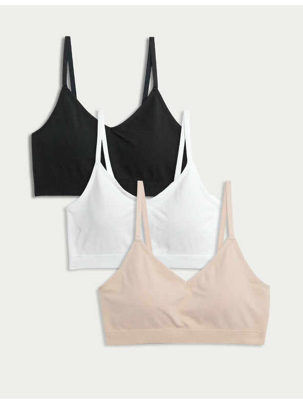 Marks & Spencer Безшевни бралети без банели, 3 броя Marks & Spencer черен
