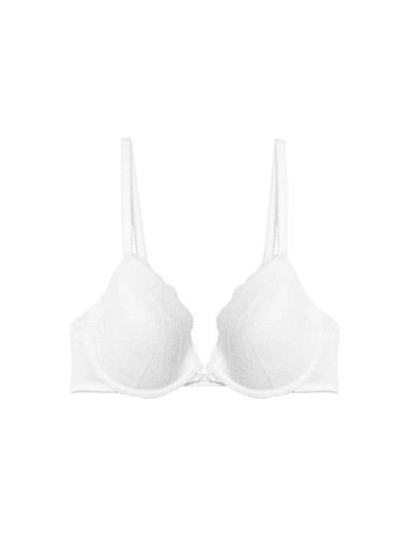 Marks & Spencer Деколте сутиен с банели и дантела, размер A–E Marks & Spencer бял