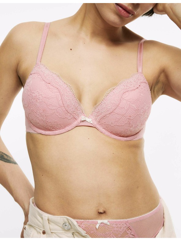 Marks & Spencer Деколте сутиен с банели и дантела, размер A–E Marks & Spencer розов