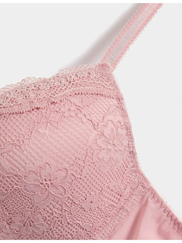 Marks & Spencer Деколте сутиен с банели и дантела, размер A–E Marks & Spencer розов