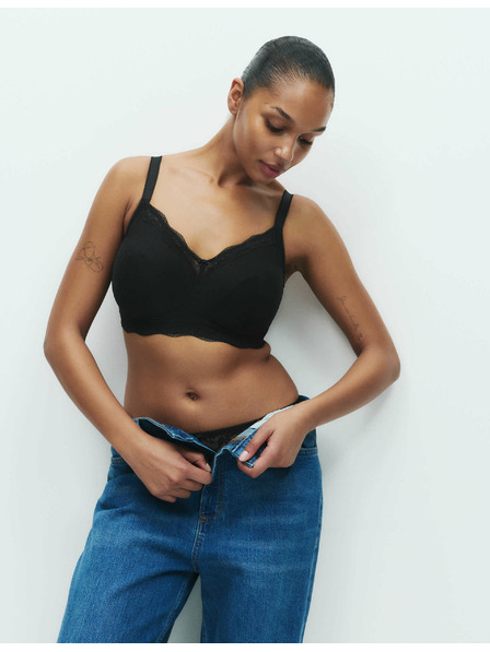 Marks & Spencer Сутиен Jasmine без банели с дантелени ръбове, размер F+ Marks & Spencer черен