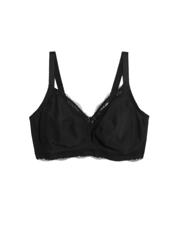 Marks & Spencer Сутиен Jasmine без банели с дантелени ръбове, размер F+ Marks & Spencer черен