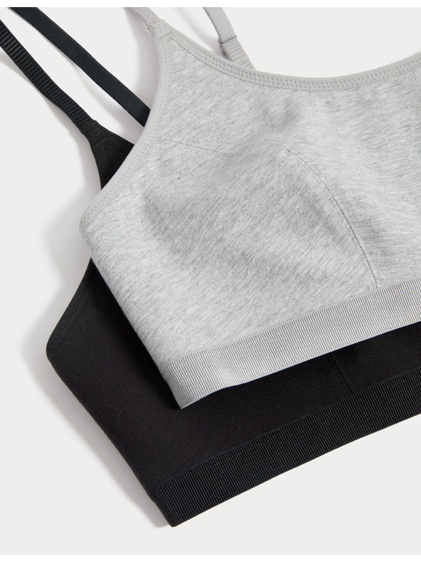 Marks & Spencer Памучни скъсени топове, първи сутиен, 2 бр. в опаковка Marks & Spencer черен