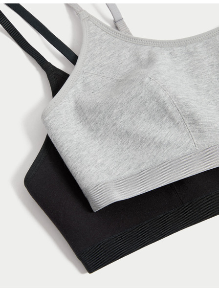 Marks & Spencer Памучни скъсени топове, първи сутиен, 2 бр. в опаковка Marks & Spencer черен