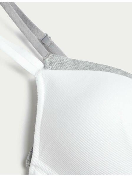 Marks & Spencer Комплект 2 бр. ребрести първи сутиена без банели, с висок дял памук, размер AA–D Marks & Spencer бял