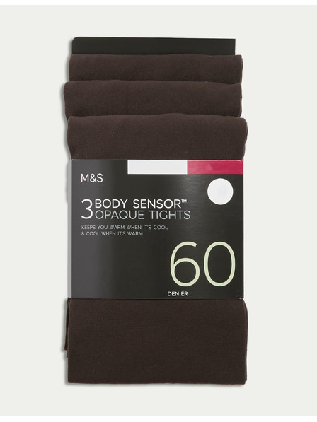 Marks & Spencer Чорапи Body Sensor™, 60 DEN, 3 чифта в опаковка Marks & Spencer кафяв