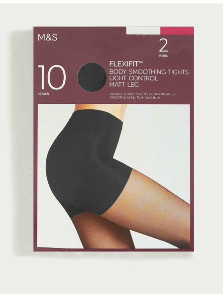 Marks & Spencer Прозрачни чорапи Flexifit™, леко стягащи, 10 DEN, 2 бр. в опаковка Marks & Spencer черна