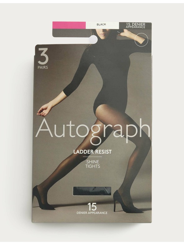 Marks & Spencer Чорапи 15 DEN устойчиви на скъсване, 3 чифта в опаковка Marks & Spencer черна