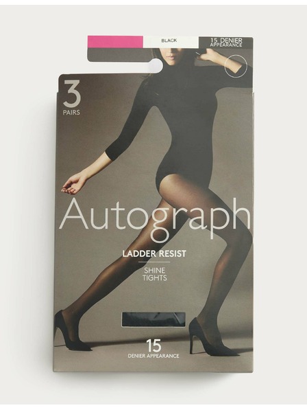 Marks & Spencer Чорапи 15 DEN устойчиви на скъсване, 3 чифта в опаковка Marks & Spencer черна