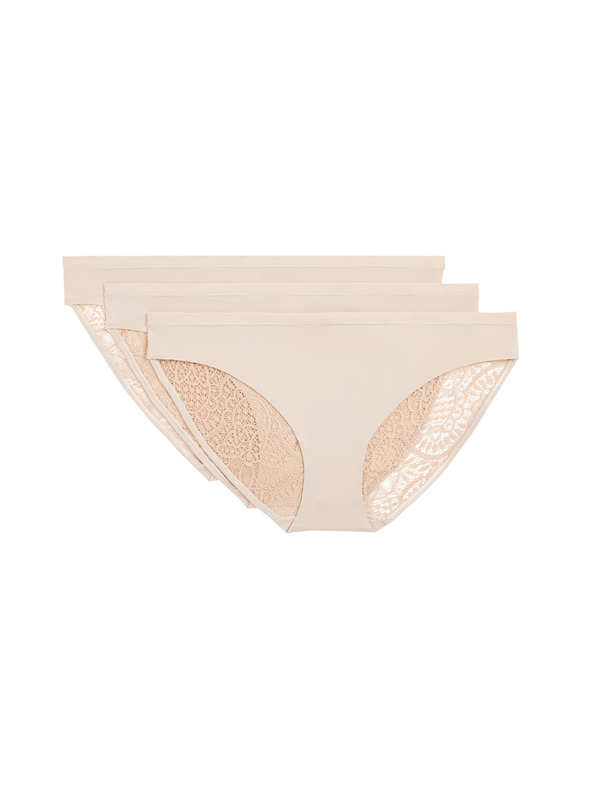 Marks & Spencer Бикини Body Soft™ с дантела, комплект 3 бр. Marks & Spencer бежова