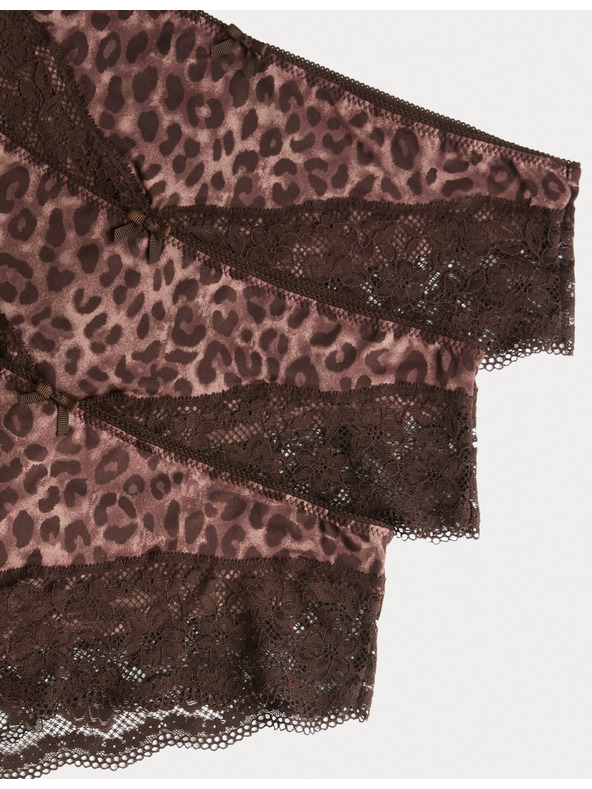 Marks & Spencer Бразилски бикини с дантела, 3 пакета Marks & Spencer кафяви