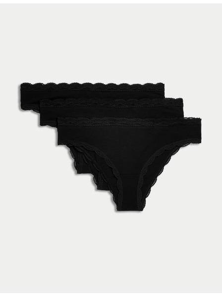 Marks & Spencer Бразилски бикини с висок дял памук, 3 бр. Marks & Spencer черна