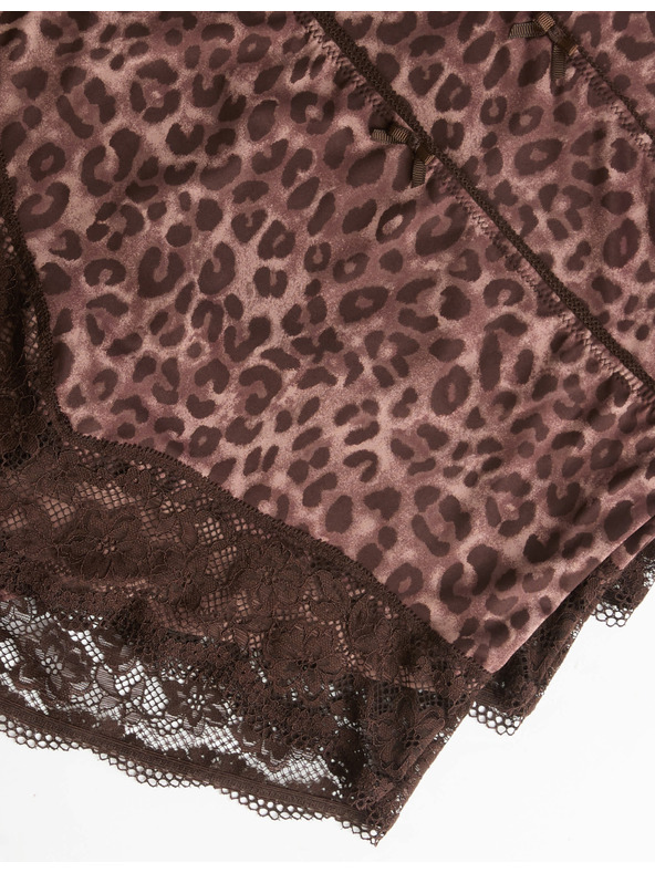 Marks & Spencer Бикини с висока талия с дантелен ръб и леопардов принт, 3 бр. в опаковка Marks & Spencer кафява