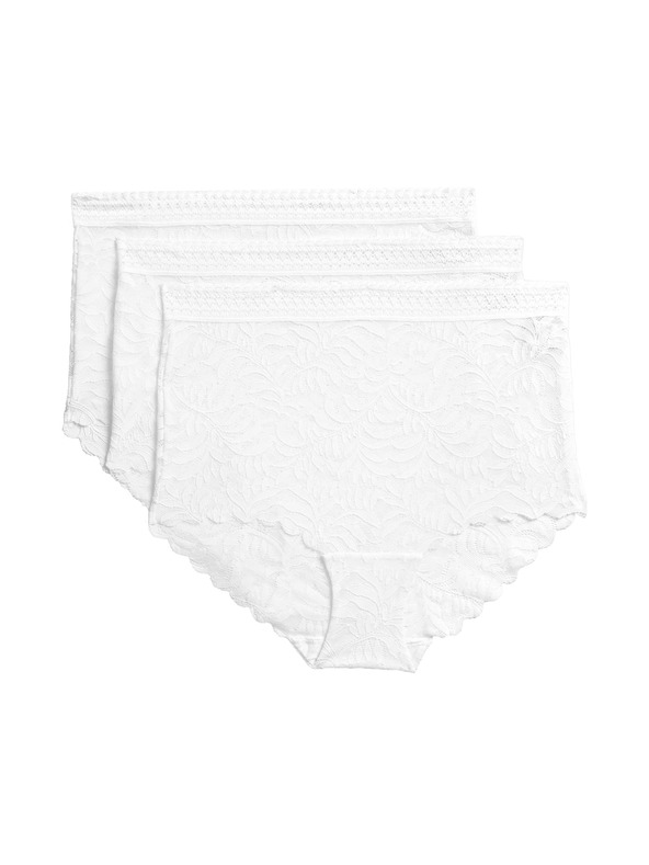 Marks & Spencer Дантелени бикини с технология Flexifit™, 3 бр. Marks & Spencer бяла