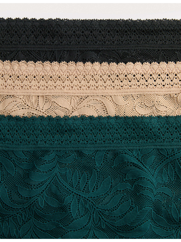 Marks & Spencer Дантелени бикини с технология Flexifit™, комплект 3 бр. Marks & Spencer зелен