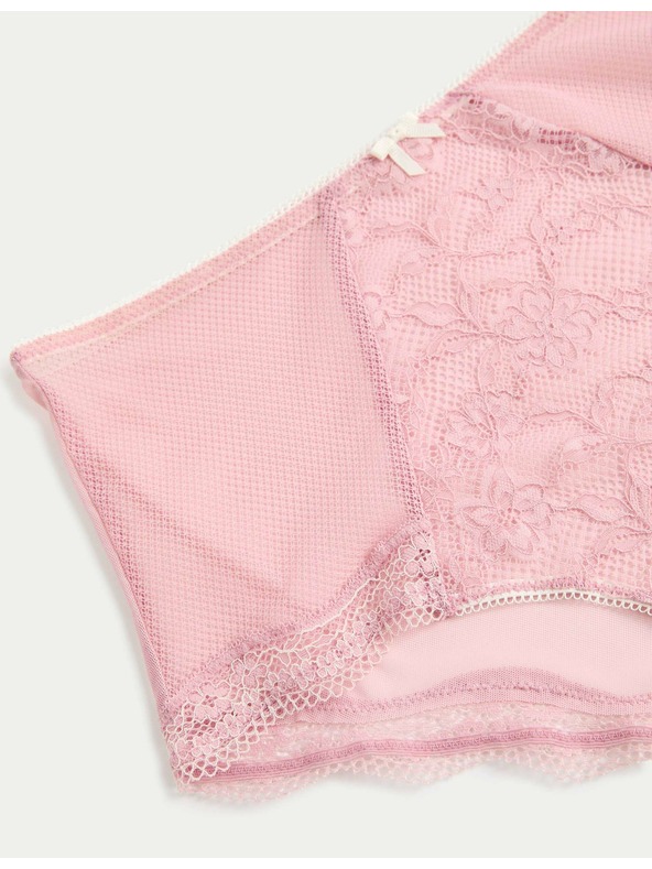 Marks & Spencer Дантелени шорти с висока талия Jasmine, комплект 3 бр. Marks & Spencer розов