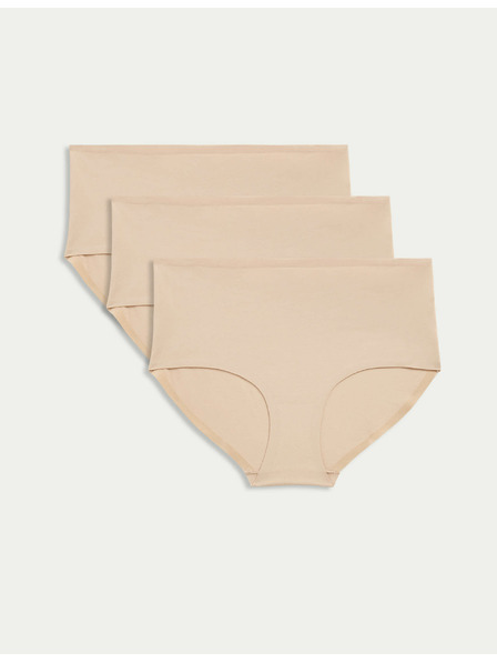 Marks & Spencer Шорти с висока талия без видими ръбове Cool Comfort, комплект 3 бр. Marks & Spencer бежов