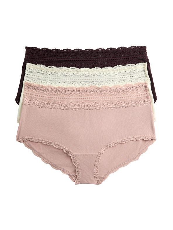 Marks & Spencer Шорти с висока талия с висок процент памук, комплект 3 бр. Marks & Spencer кафяв