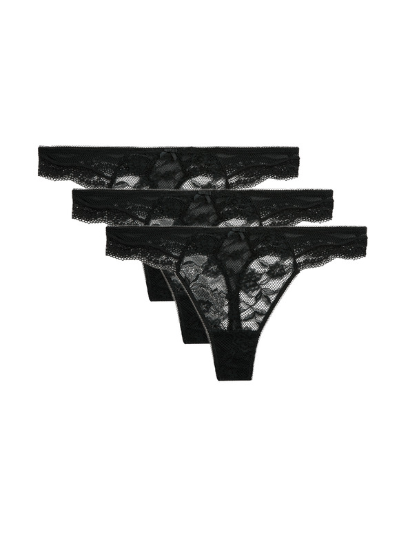 Marks & Spencer Дантелени прашки Jasmine, комплект 3 бр. Marks & Spencer черен