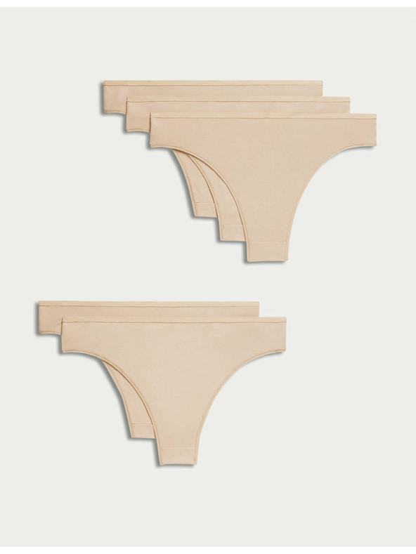 Marks & Spencer Бразилски бикини от модал, без видими ръбове, 5 бр. в опаковка Marks & Spencer бежов