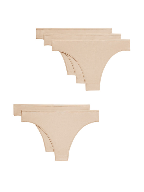 Marks & Spencer Бразилски бикини от модал, без видими ръбове, 5 бр. в опаковка Marks & Spencer бежов