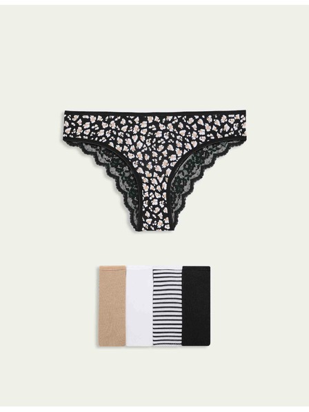 Marks & Spencer Бразилски бикини с щампа и висок дял памук Marks & Spencer бял