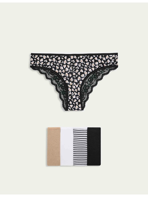 Marks & Spencer Бразилски бикини с щампа и висок дял памук Marks & Spencer бял