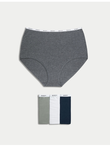 Marks & Spencer Бикини с висока талия с висок дял памук, 4 бр. Marks & Spencer сив