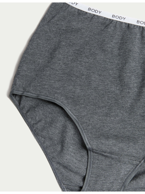 Marks & Spencer Бикини с висока талия с висок дял памук, 4 бр. Marks & Spencer сив