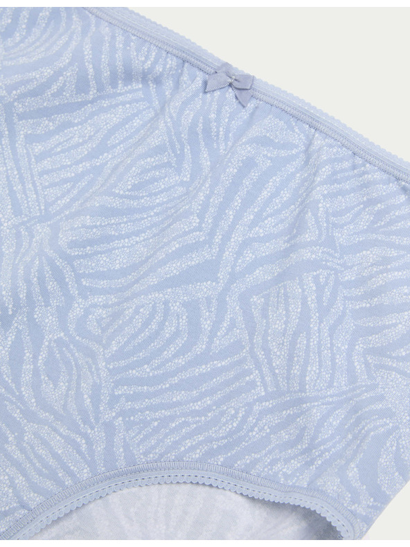Marks & Spencer Бикини с висока талия и щампа от памук Lycra™, 5 бр. Marks & Spencer син