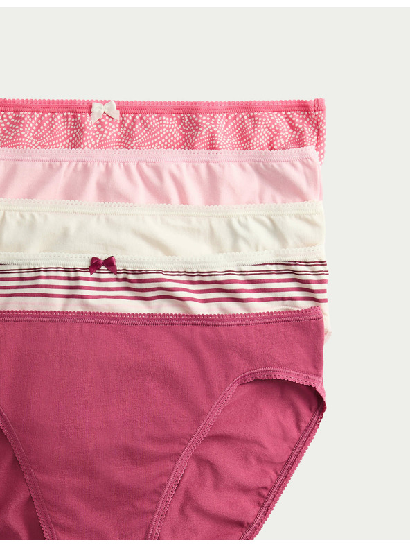 Marks & Spencer Бикини с високо изрязване от памук и Lycra™, 5 броя Marks & Spencer розово