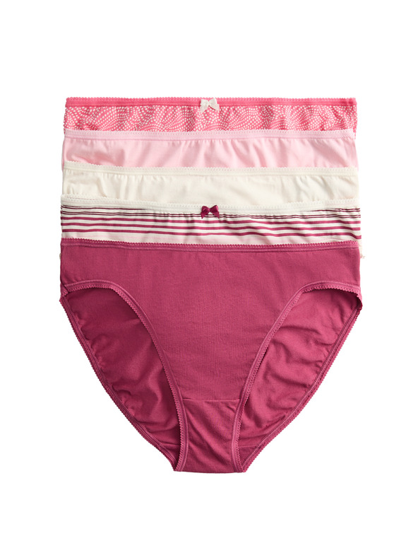 Marks & Spencer Бикини с високо изрязване от памук и Lycra™, 5 броя Marks & Spencer розово