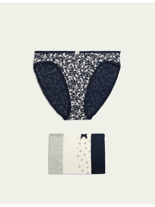 Marks & Spencer Високи бикини от памук и Lycra™, 5 бр. Marks & Spencer сив