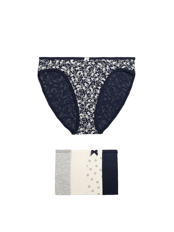 Marks & Spencer Високи бикини от памук и Lycra™, 5 бр. Marks & Spencer сив