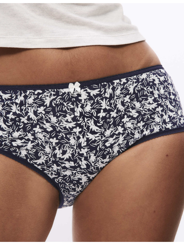 Marks & Spencer Боксерки бикини с висока талия и щампа от памук Lycra™, 5 бр. Marks & Spencer сив