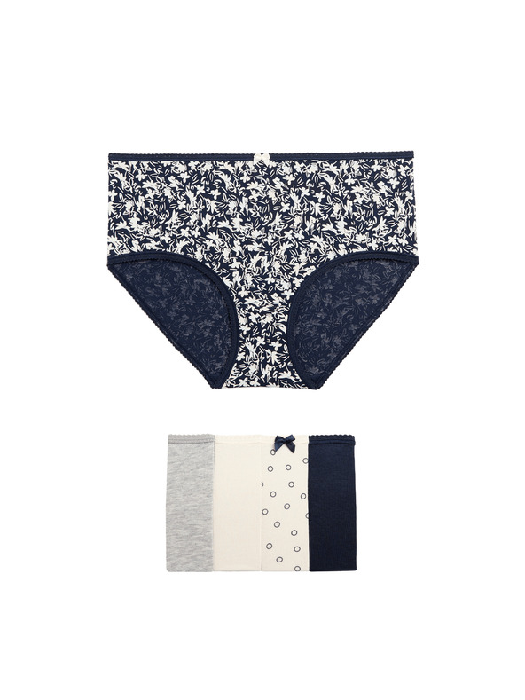 Marks & Spencer Боксерки бикини с висока талия и щампа от памук Lycra™, 5 бр. Marks & Spencer сив