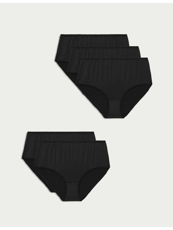 Marks & Spencer Боксерки бикини с висока талия от микрофибър, без видими ръбове, 5 бр. Marks & Spencer черен