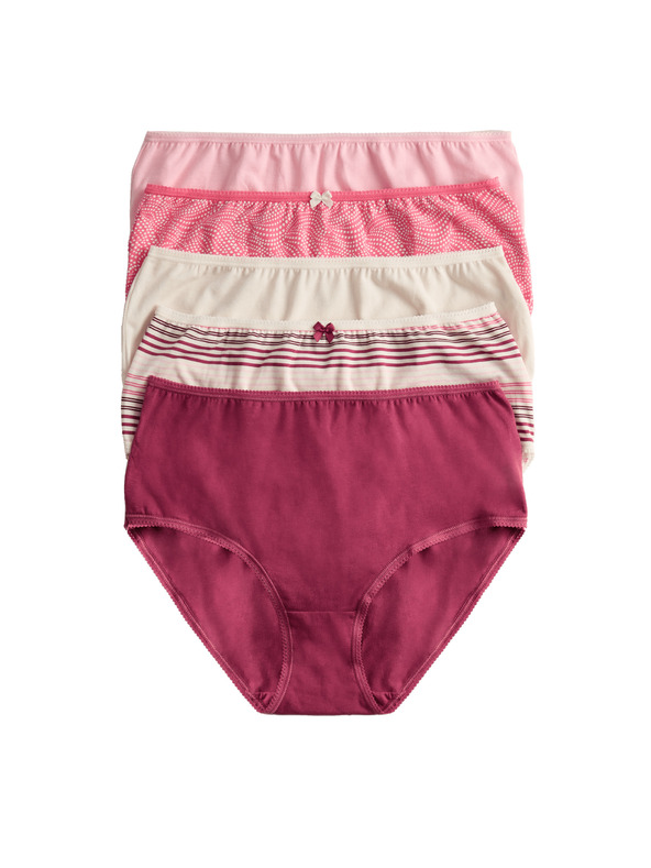 Marks & Spencer Боксерки бикини с висока талия и щампа от памук Lycra™, 5 бр. Marks & Spencer розов