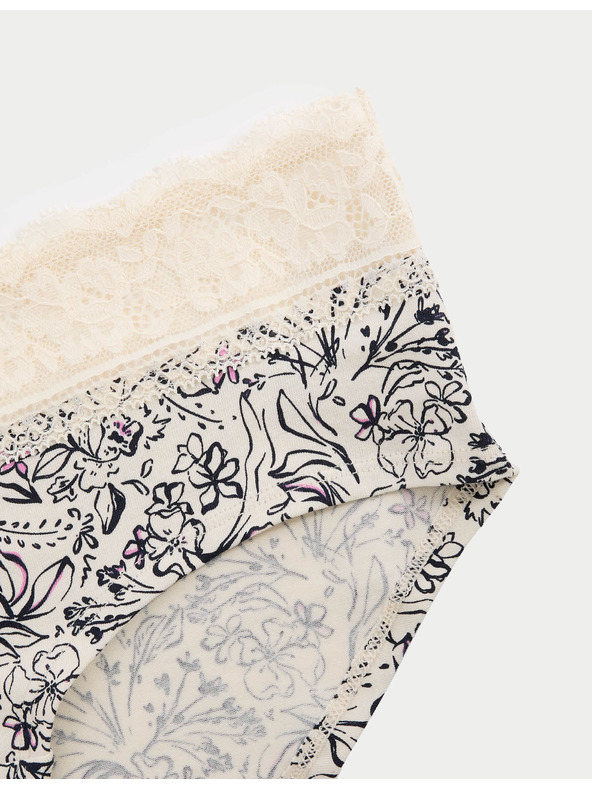 Marks & Spencer Боксерки бикини с ниска талия, висок дял памук и щампа, 5 бр. Marks & Spencer зелен