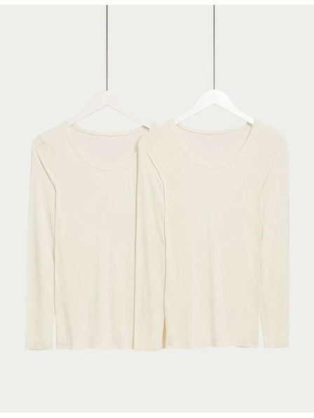 Marks & Spencer Термо потник с дълъг ръкав и технология Heatgen™, 2 бр. Marks & Spencer сметанов