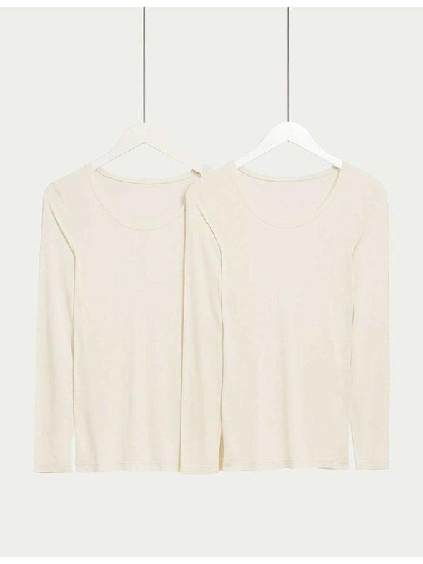 Marks & Spencer Термо потник с дълъг ръкав и технология Heatgen™, 2 бр. Marks & Spencer сметанов