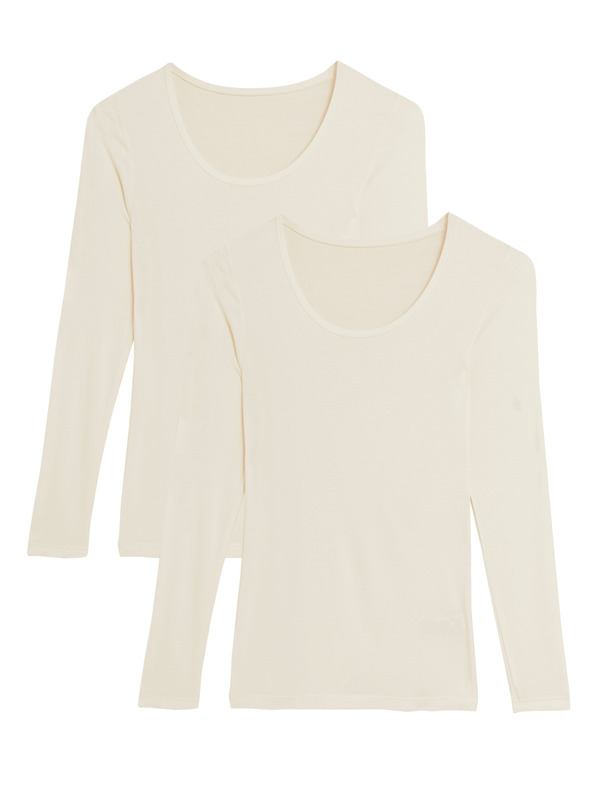 Marks & Spencer Термо потник с дълъг ръкав и технология Heatgen™, 2 бр. Marks & Spencer сметанов