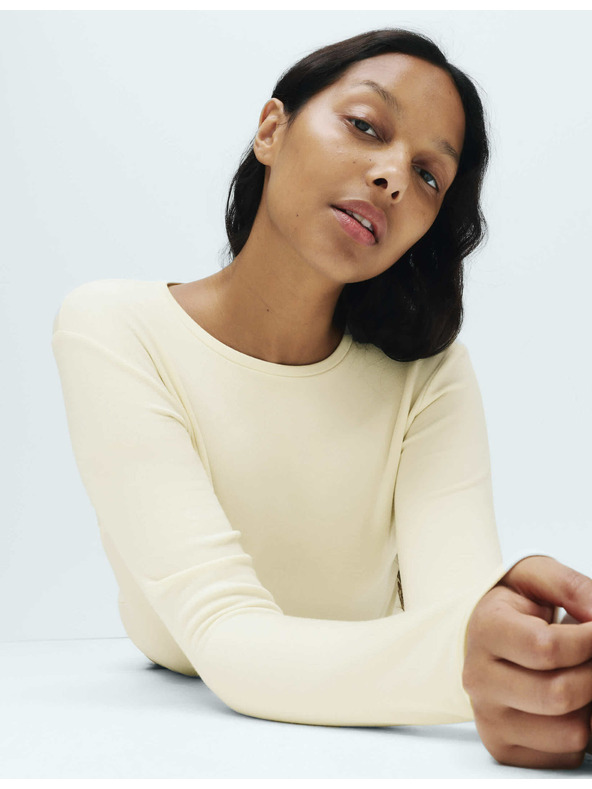 Marks & Spencer Термо потник с яка, с технология Heatgen™, средна топлина Marks & Spencer сметанов