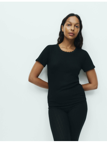 Marks & Spencer Опаковка от 2 плетени термо потника с къс ръкав Marks & Spencer черен