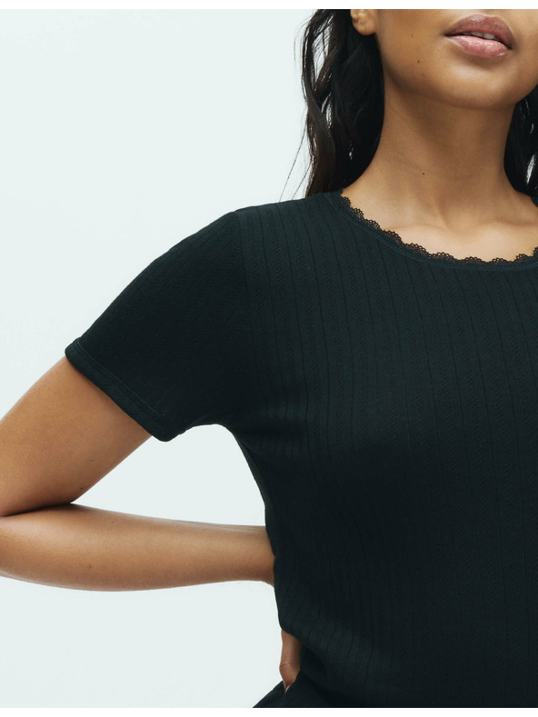 Marks & Spencer Опаковка от 2 плетени термо потника с къс ръкав Marks & Spencer черен