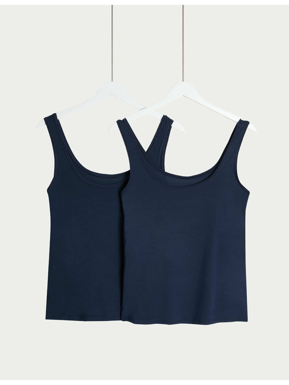 Marks & Spencer 2 потника Flexifit™ с висок дял модал Marks & Spencer морско синьо